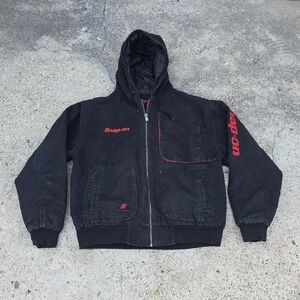 Snap On Tools Canvas Hooded Full Zip Black Jacket Mens Size Large